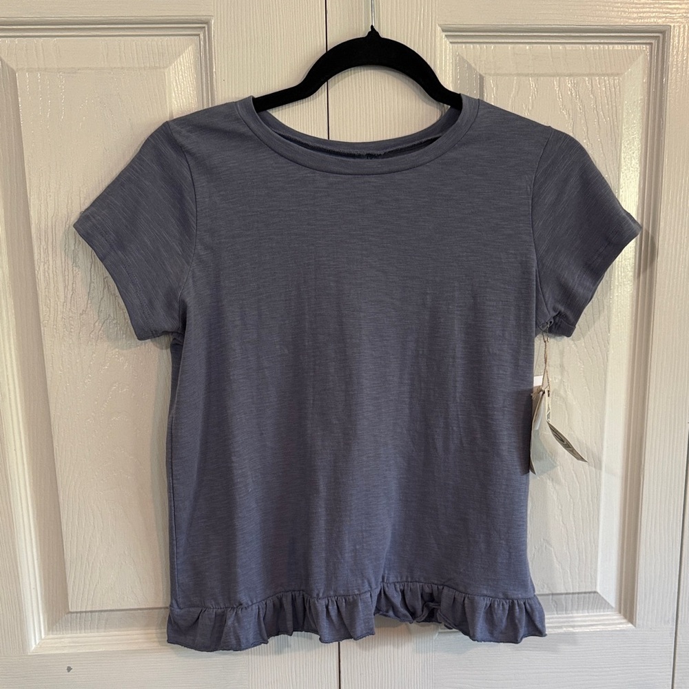 Rockin C Girls Western Ruffle Hem Top - Blue Large NWT